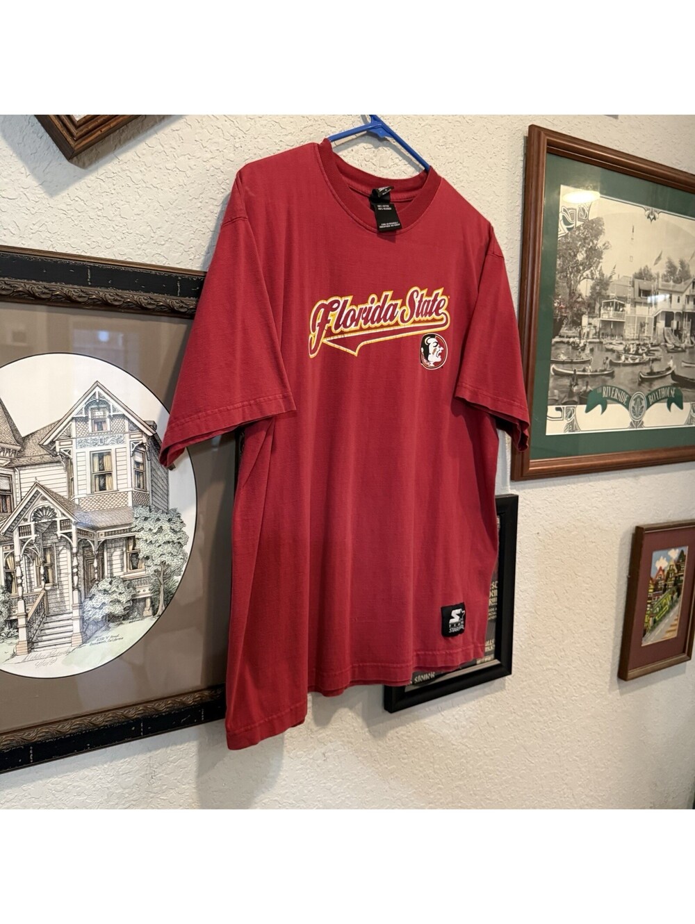 Vintage 90s/00s RARE Florida State University Red Seminoles Starter Shirt Medium - Picture 2 of 7